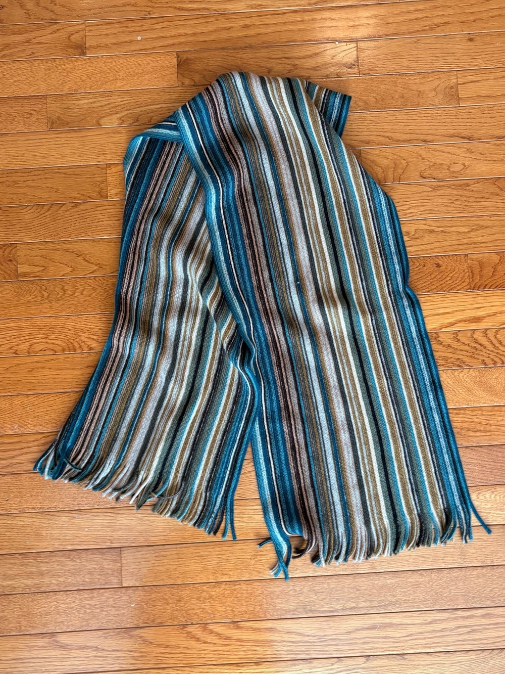 Striped Teal and Brown Scarf